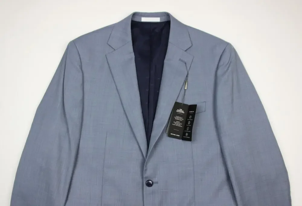 Michael Kors Kidwell Suit Jacket Mens 40 R Light Blue Wool Classic Fit Stretch